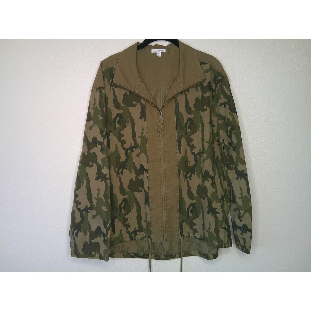 James Perse Army Green Tan Camo Print Zip Band Neck Long Sleeve Jacket 4 / XL - Picture 5 of 16